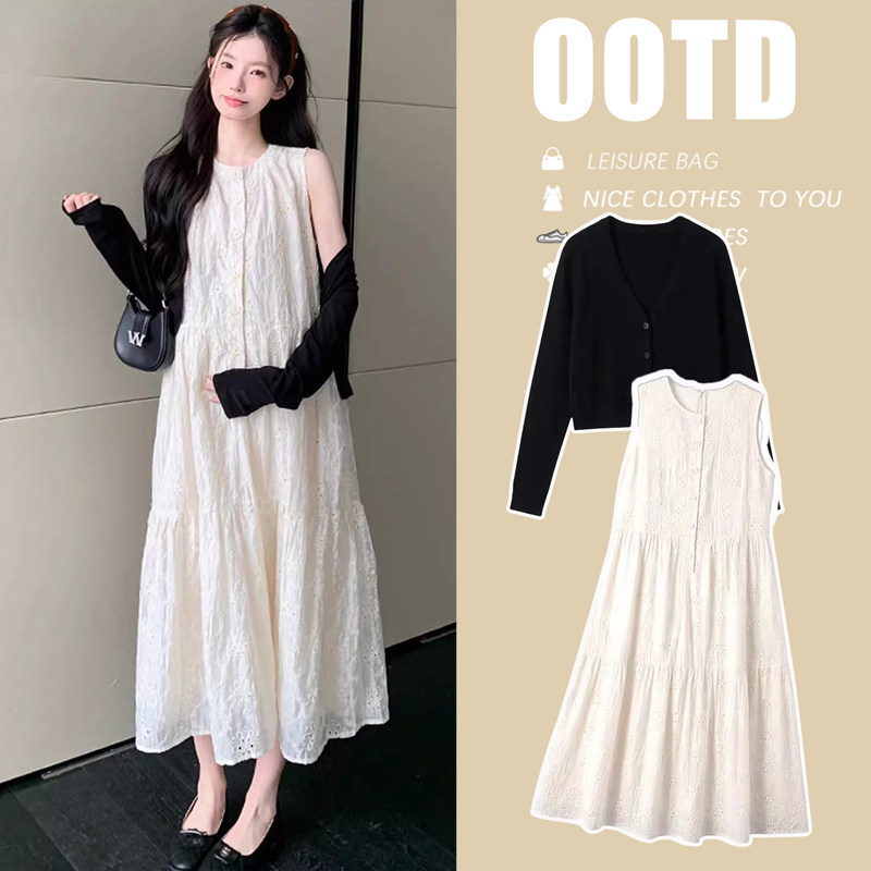 Next Alice Maternity Wear 2026 New Spring and Summer Set with a High-End Feel, Stylish Lace Dress That Doesn'T Show Pregnancy