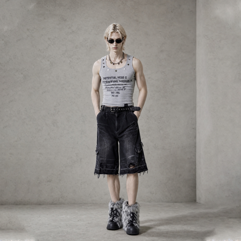 Po:Hx【Yellow Star】Same Style Metal Buckle Decoration, Vintage Font, Close-Fitting Tank Top, Street-Style Retro Inner Wear Top Po:Hx【Yellow Star】Same Style Metal Buckle Decoration, Vintage Font, Close-Fitting Tank Top, Street-Style Retro Inner Wear Top