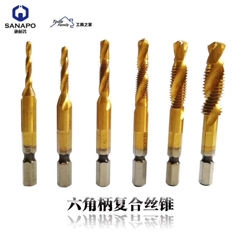 Schneep hexagonal shank drilling and chamfering integrated composite screw tapping screw tapping screw M3M4M5M6M8M10