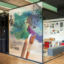 Love paste custom frosted glass electrostatic film Creative Music painting art room waistline company-Music painting
