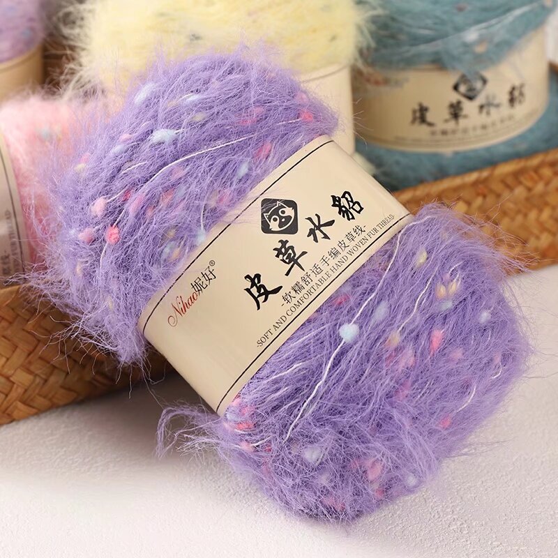 Colorful Dot Fur Yarn for Handmade DIY Knitting, Faux Mink Yarn for Crocheting Hats, Scarves, and Fur-Like Sweater Yarn Colorful Dot Fur Yarn for Handmade DIY Knitting, Faux Mink Yarn for Crocheting Hats, Scarves, and Fur-Like Sweater Yarn