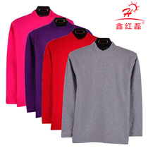  Cotton middle-aged and elderly plus-size lycra cotton underwear womens autumn clothes single-piece mid-neck semi-high-neck cotton sweater top