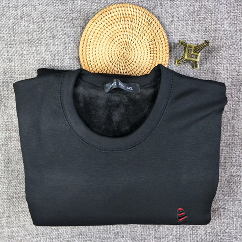 Mùa thu và mùa đông cộng với đồ lót nhung nhiệt Áo sơ mi nam dày một mảnh cotton trung niên kích thước lớn chạm đáy áo len cotton mùa thu áo lót nữ