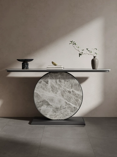 Современный минималистичный стиль, шиферный консольный стол, украшение для прихожей, световой стол для входа, роскошная вилла, отель, креативный стол с торцевым видом