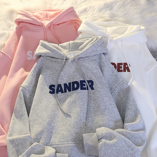 Тонкая утепленная толстовка с капюшоном, коллекция 2023, осенняя, свободный крой