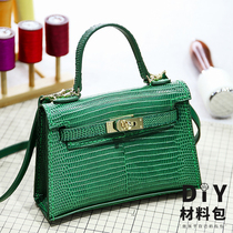 Leather Kelly handbag bag female second generation mini handmade gift self-made diy material bag