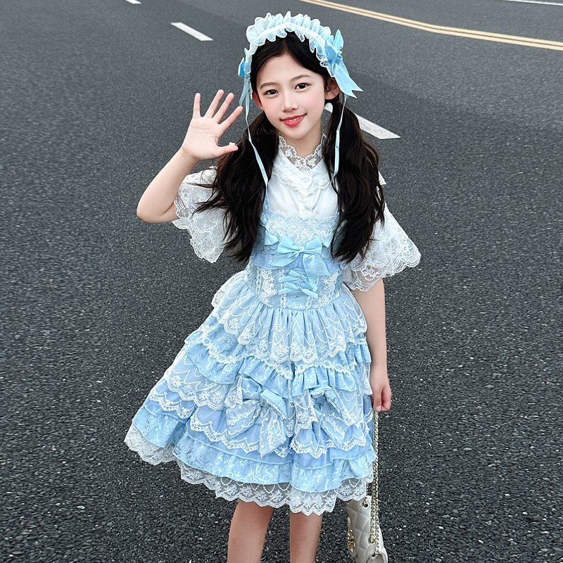 Girls' Lolita Princess Dress Summer 2026 New Style Fluffy Cake Dress Girl's Dress Short-Sleeved Suit Sweet