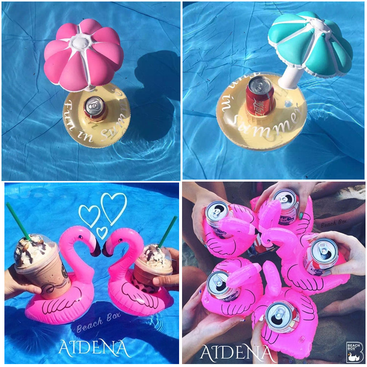 Inflatable flamingo Flowers Floating Cup tocolager Coke Beer Drink Cup Sitting on the phone Block Swimming Pool Play Water Toys-Taobao
