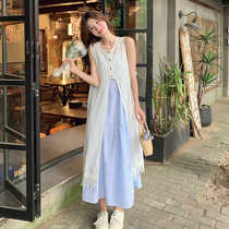 Forest style sweet and fresh hollow blouse layered dress suspender skirt this years popular beautiful suit at the beach