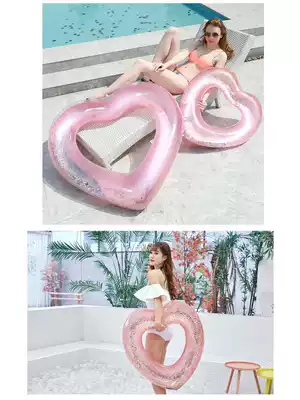 Adult swimming circle female Net red seaside shooting props inflatable lifebuoy love heart-shaped enlarged padded parent-child floating circle