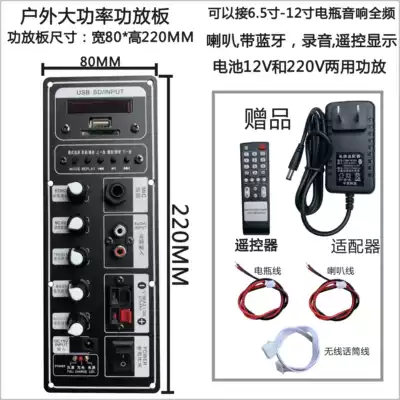 Square dance audio 12V battery power amplifier board 220V charging lever speaker with Bluetooth recording microphone motherboard