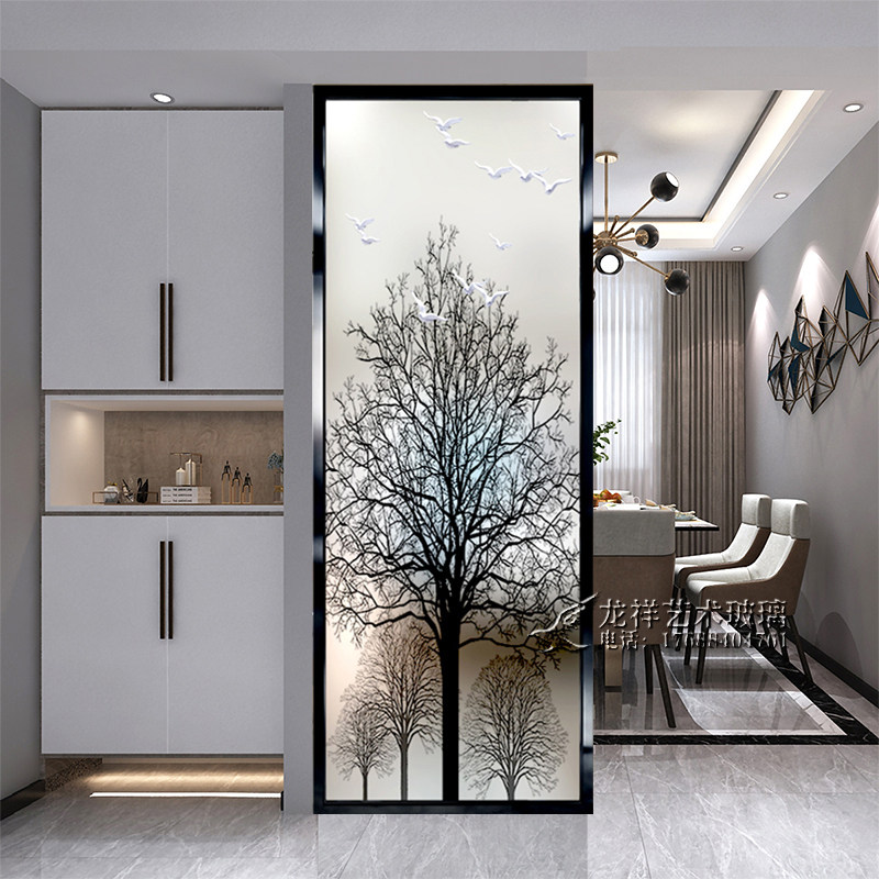 Modern minimalist glass screen partition wall Living room decoration small apartment bedroom blocking home entrance porch Light luxury