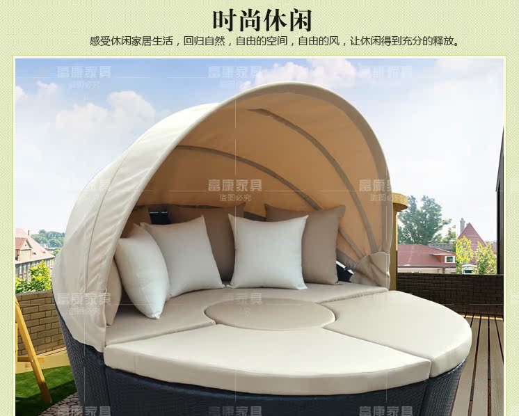 Chất lượng Sản phẩm mới Mây Ghế tựa Ban công Sân thượng Sân thượng Biệt thự Nội thất ngoài trời Đa năng Giường tròn Giải trí Giường Sofa - Bàn ghế ngoài trời / sân bộ bàn ghế sắt ngoài trời