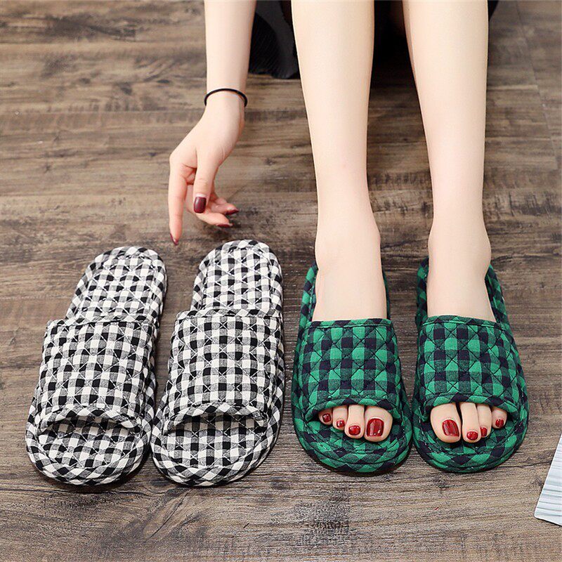 Japan's spring and summer cotton cloth art bottom home home men and women couples mute does not hurt the floor soft bottom mute slippers