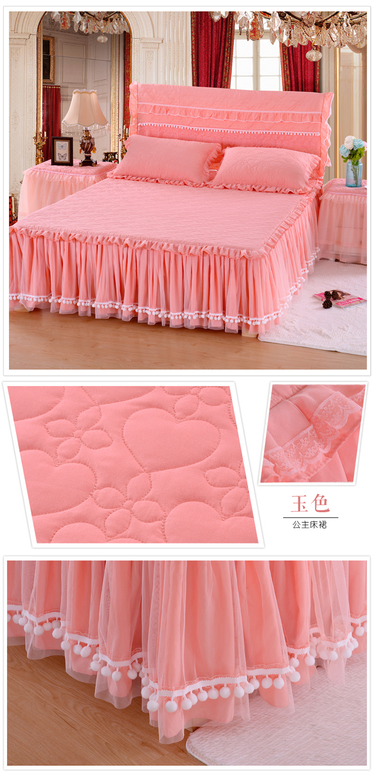 Váy cưới màu đỏ dày, một mảnh, váy ren 1,5m trải giường 1,8m, bộ giường 3 mảnh trải giường 2 m - Váy Petti váy giường đẹp	