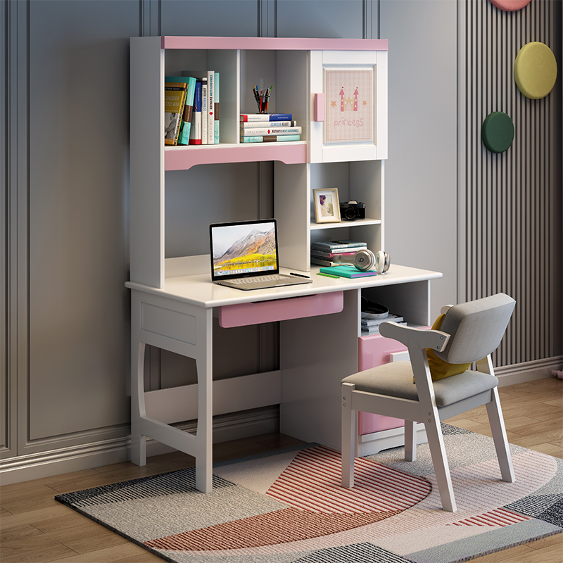 Modern minimalist full solid wood water-based paint children's desk teenagers study desk girl bookhouse book table and chairs