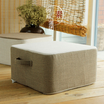Japanese-style simple removable washable fabric cotton linen Tatami cushion thickened floor stool Thick seat stool Low stool