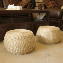 Low stool stool Household Pu grass woven handmade Japanese pastoral home shoe stool Small coffee table stool