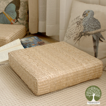 Heat insulation and cooling comfort Handmade futon woven futon Non-recessed square car cushion Tatami cushion Worship cushion