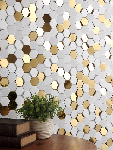 Белая шестиугольная металлическая мозаика, «сделай сам», 3D