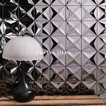 3D Mirror Metal Stainless Steel Mosaic Tile Kitchen Hotel Dining Room Background Bathroom Bar Counter Silver Bench Wall Brick