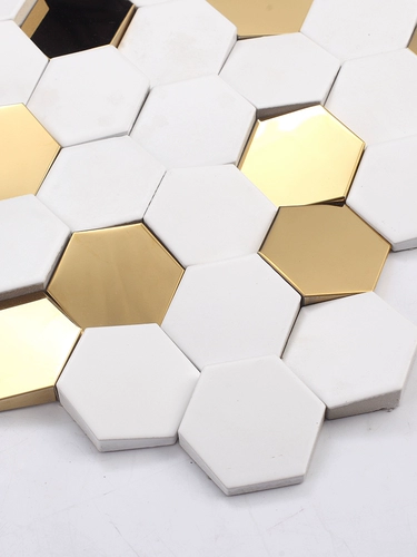 Белая шестиугольная металлическая мозаика, «сделай сам», 3D
