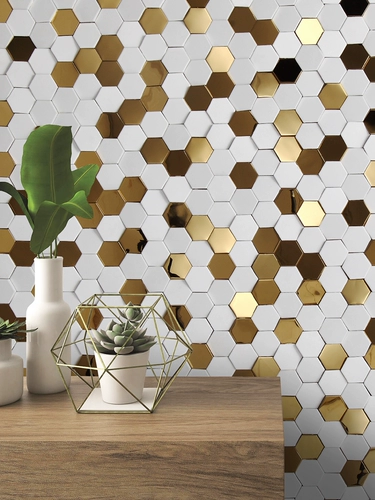 Белая шестиугольная металлическая мозаика, «сделай сам», 3D