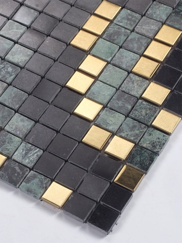 Простая темно -зеленая мраморная металлическая мозаичная головоломка плитка ванная комната ванная комната балконы балковая настенная плитка