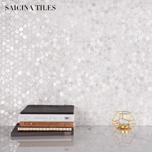 Натуральная раковина супер белая круглая жемчужная мозаика плитка плитка для ванной комнаты кухонная кухня балкон балкон