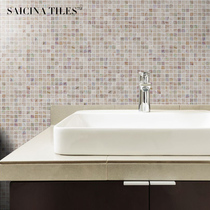 Japanese-style modern minimalist glass mosaic tile white shell bathroom background wall small fresh and elegant style