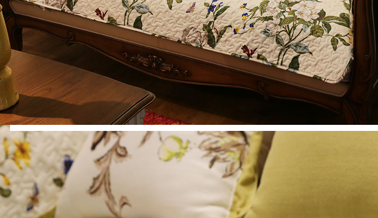 bộ khăn kết hợp ghế sofa đệm sofa đệm trượt bông cổ điển vải mộc hoa bông hộ gia đình dựa Mỹ - Ghế đệm / đệm Sofa thảm ghế sofa