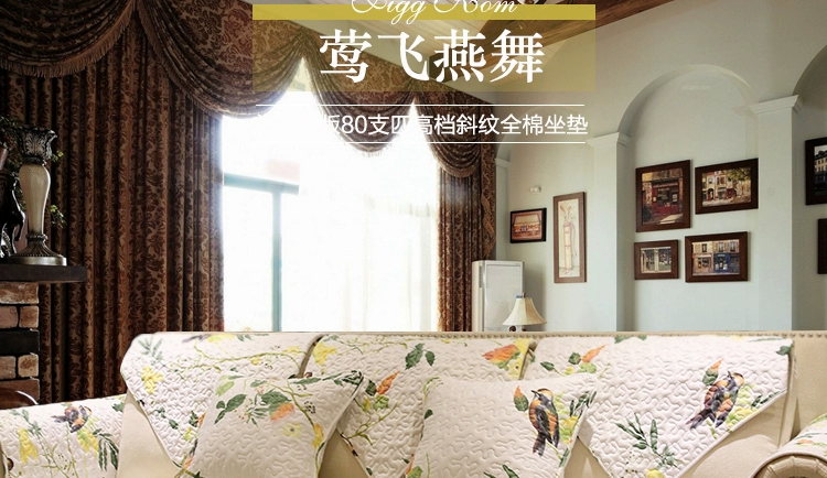 bộ khăn kết hợp ghế sofa đệm sofa đệm trượt bông cổ điển vải mộc hoa bông hộ gia đình dựa Mỹ - Ghế đệm / đệm Sofa