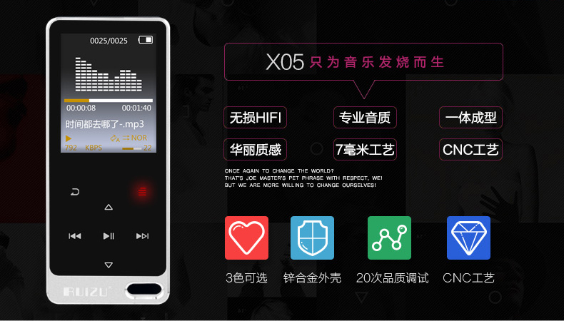 máy nghe nhạc ak	 Màn hình cảm ứng Sharp X05 MP3 MP4 máy nghe nhạc lossless Mini student Màn hình kim loại Walkman