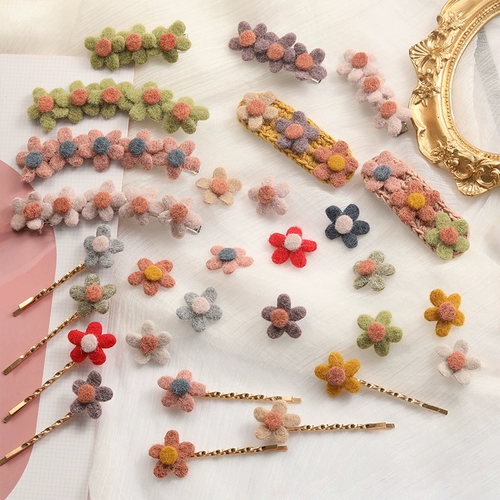Брендовый милый плюшевый шерстяной войлок, аксессуар для волос, заколка для волос ручной работы, набор материалов, в цветочек, поделки ручной работы