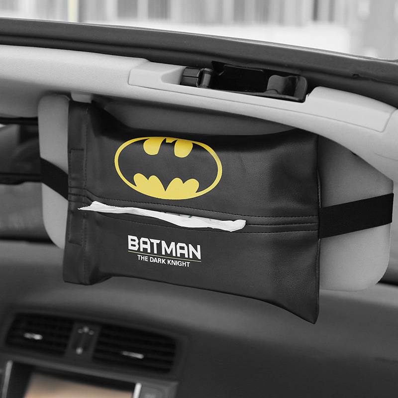 Car Tissue Box Creative Napkin Holder Car Sunshade Hanging Tissue Box Armrest Box Tissue Box Batman
