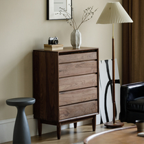 North American black walnut solid wood chest of drawers bedside storage simple modern living room storage Nordic log chest of drawers