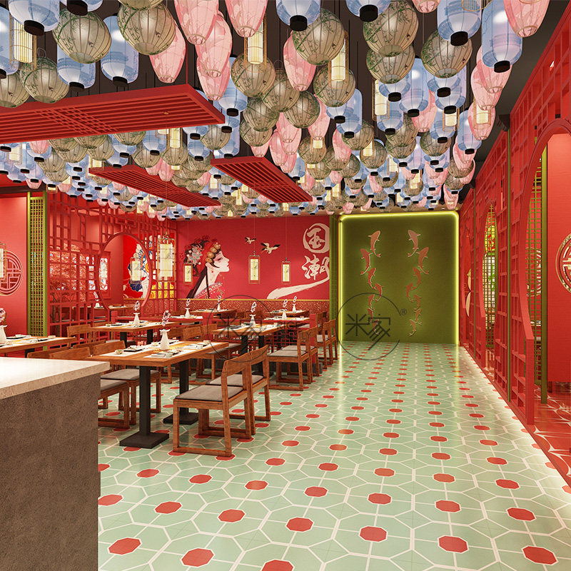 Net red Guo Chaofeng restaurant hot pot shop decoration design physical store bar restaurant decoration design renderings