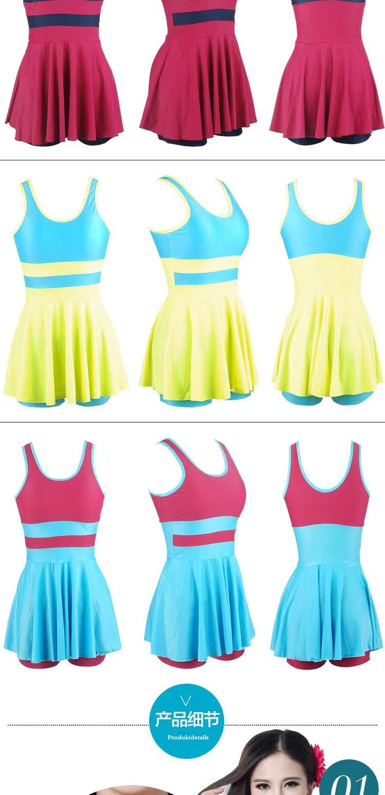 Đồ bơi nữ Kiểu váy một mảnh XL Đồ bảo thủ Boxer Đồ bơi sọc Người mẹ mỏng che bụng Đồ bơi nữ - Bộ đồ bơi One Piece 	áo tắm liền thân cao cấp
