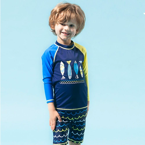 Детский раздельный купальник для мальчиков, лонгслив для раннего возраста, защита от солнца