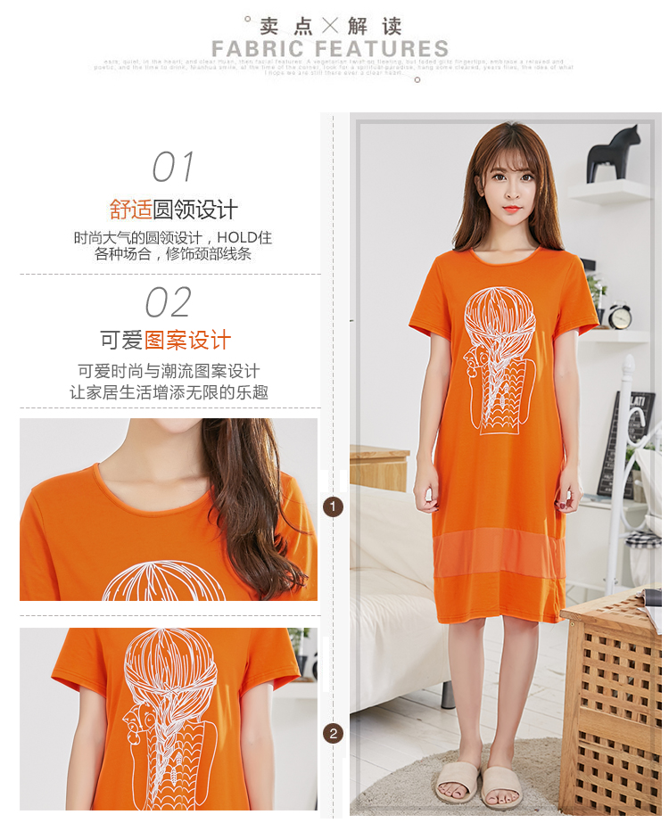 Váy ngủ có đệm ngực miễn phí mặc áo ngực cúp ngực đồ ngủ cotton ngắn tay dài váy nhà có thể mặc ngoài hè nữ váy đầm đẹp