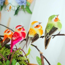 Carolyn 6cm Bundle Yellow Colored Mini bird Foam Simulation bird Pastoral ornament Micro landscape