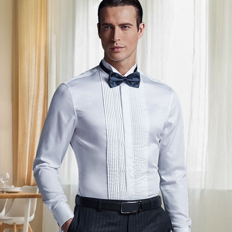 Groom's Shirt, Men's Long-Sleeved Swallow Collar, Wedding French Banquet, Groomsmen Performance, Host, Men's Formal Shirt Groom's Shirt, Men's Long-Sleeved Swallow Collar, Wedding French Banquet, Groomsmen Performance, Host, Men's Formal Shirt