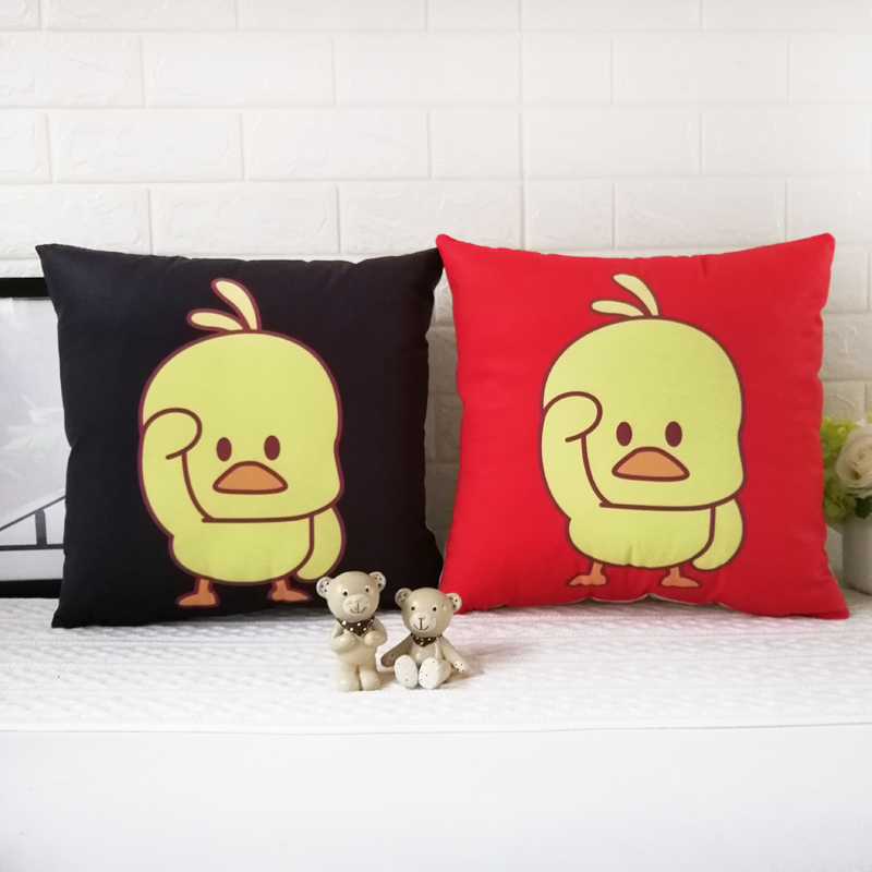 ins phần màu đỏ ròng của phim hoạt hình sang trọng nhỏ màu vàng gối vịt bìa gối trưa nghỉ gối xe thắt lưng đệm tựa lưng gối - Trở lại đệm / Bolsters gối để ghế gỗ