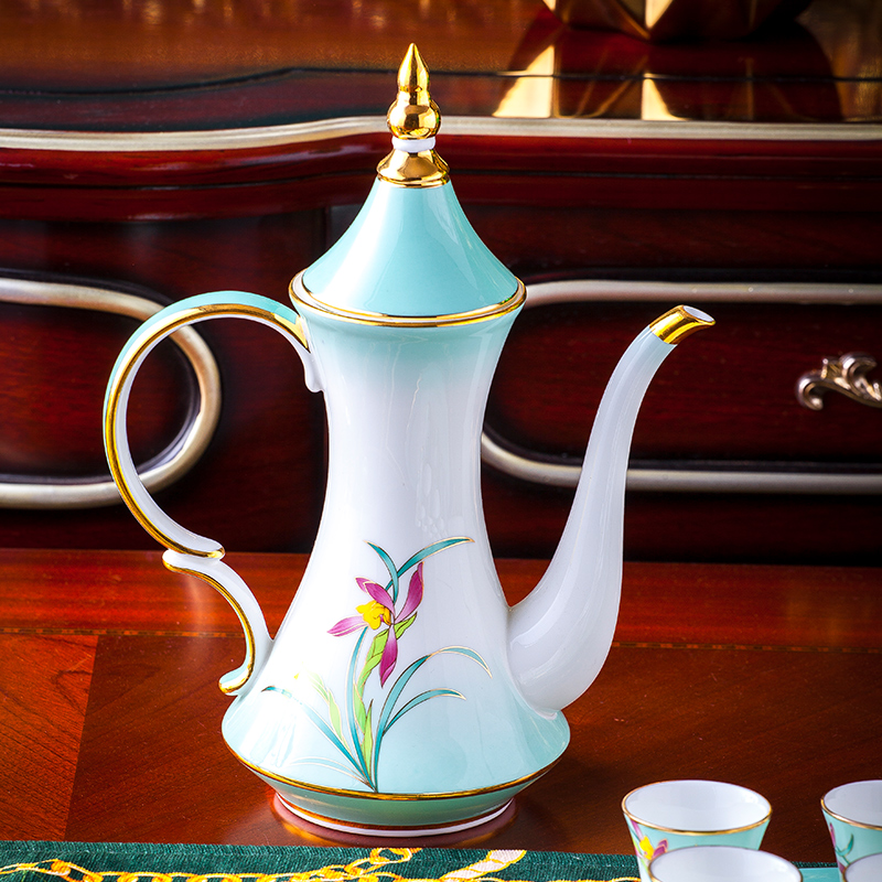 Jingdezhen paint jar of wine suit household of Chinese style antique liquor clear glass ceramics from a small handleless wine cup liquor cup