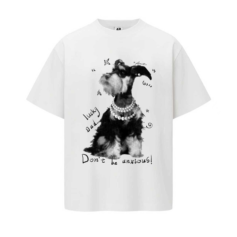 Arar01 Original "Polka Dot Schnauzer" Sorona Cool Short-Sleeved T-Shirt for Men and Women, Loose-Fitting Couple's Clothing for Summer