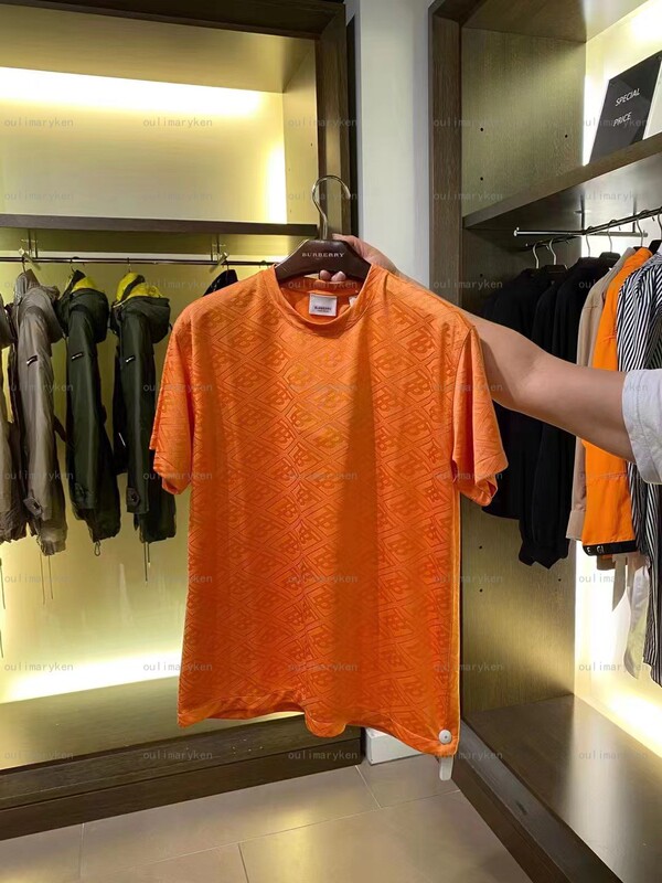 Italian Outlet Burberry Men's Classic Logo Crew Neck Short-Sleeve T-Shirt, Orange, Xxs, Chest Size 100