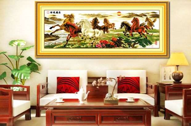 In cross stitch sơn phòng khách Tám Ngựa thành công cho khâu một lụa mới lưới lớn SZX tối giản đáng kể - Công cụ & phụ kiện Cross-stitch bộ dụng cụ thêu tay