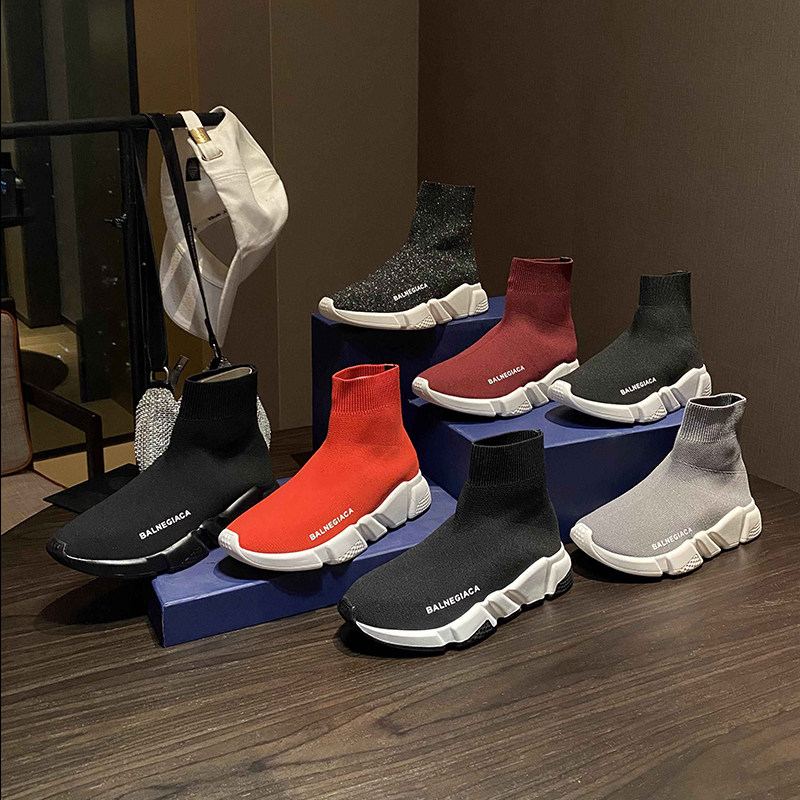 Elastic Socks Shoes men and women The same high cylinder 2021 Fall new inner heightening knitted casual sneakers glint