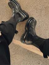 tu bv boots female mona with the same middle tube thick bottom British style Chelsea boots Womens net Red cigarette tube boots Martin boots