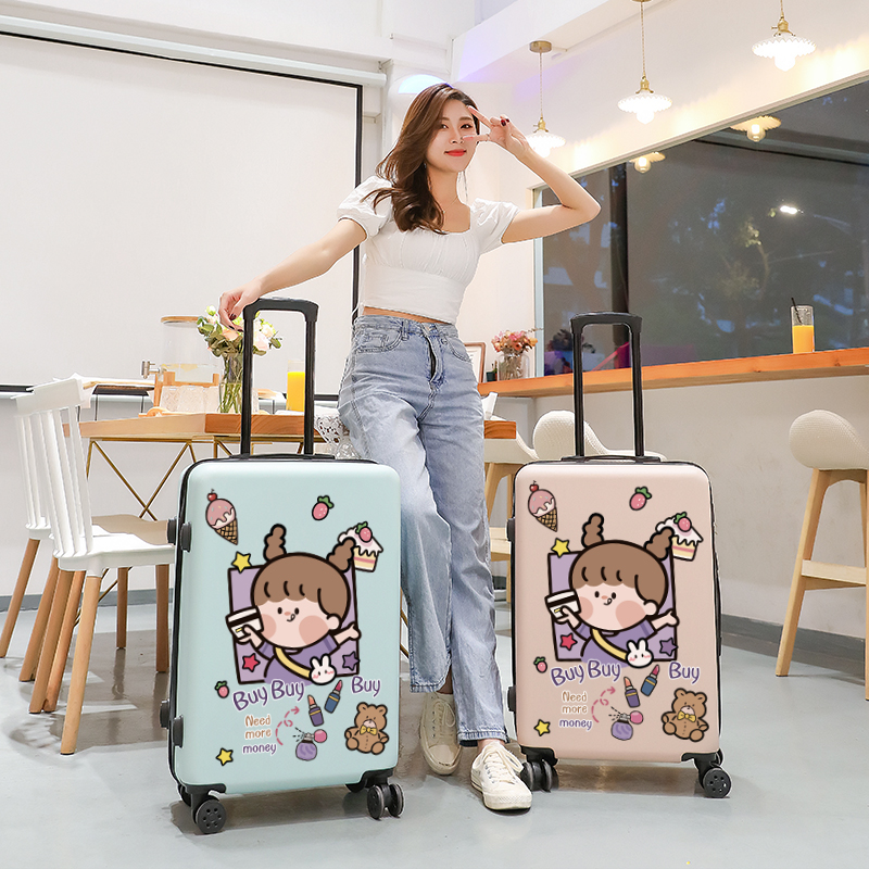 Luggage female small lightweight 24 inch student cute cartoon printing girl 20 travel trolley password leather case